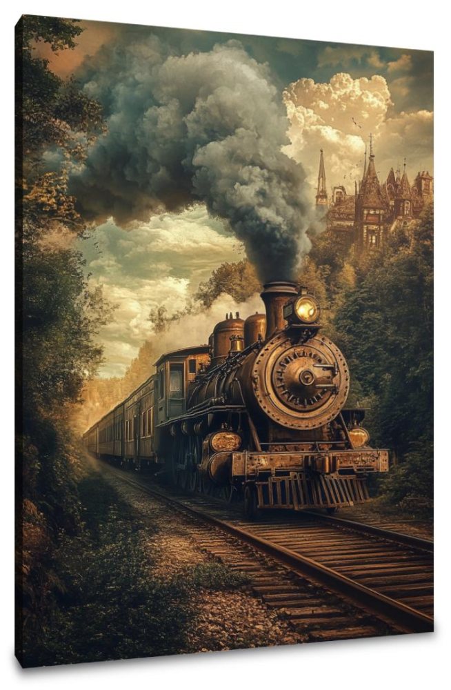 Steampunk Locomotive Reverie Canvas