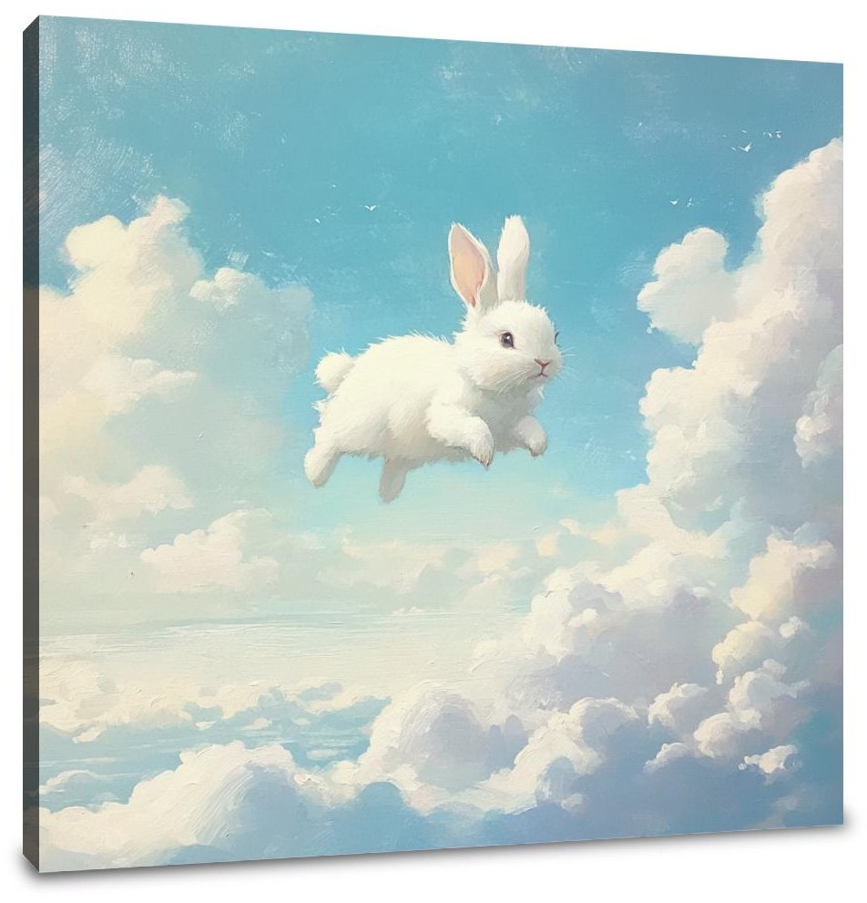Fluffy Clouds Bunny Canvas