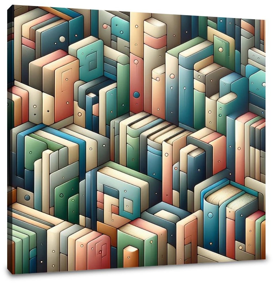 Abstract Bookshelf Canvas
