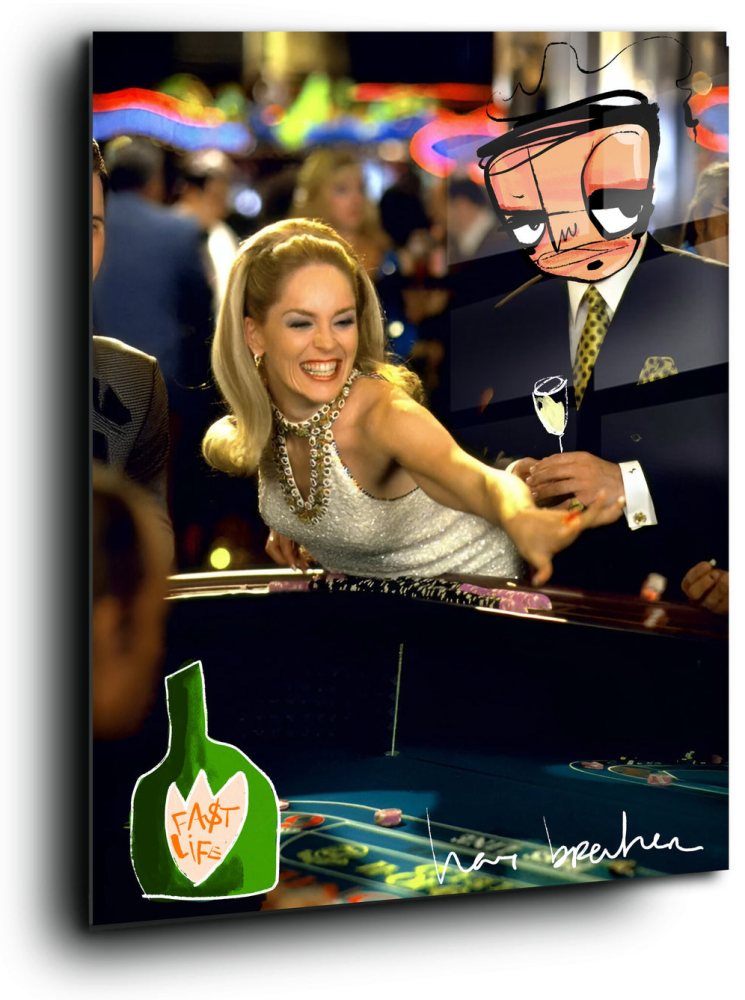Sharon Living the Fast Life, uniek artwork 60 x 80 cm plexiglas. (20 x 30 inch)