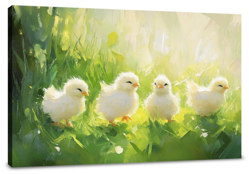Chicks in Springtime Canvas