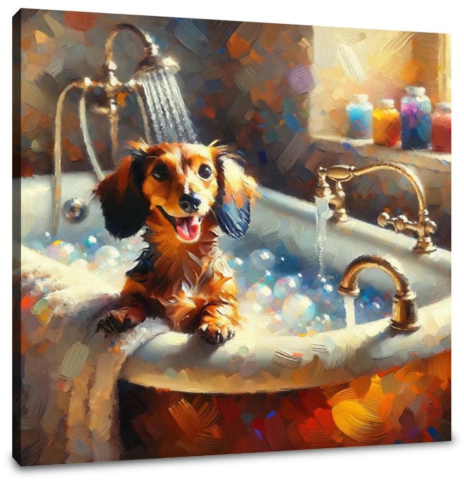 Impressionist Dachshund Soak Canvas