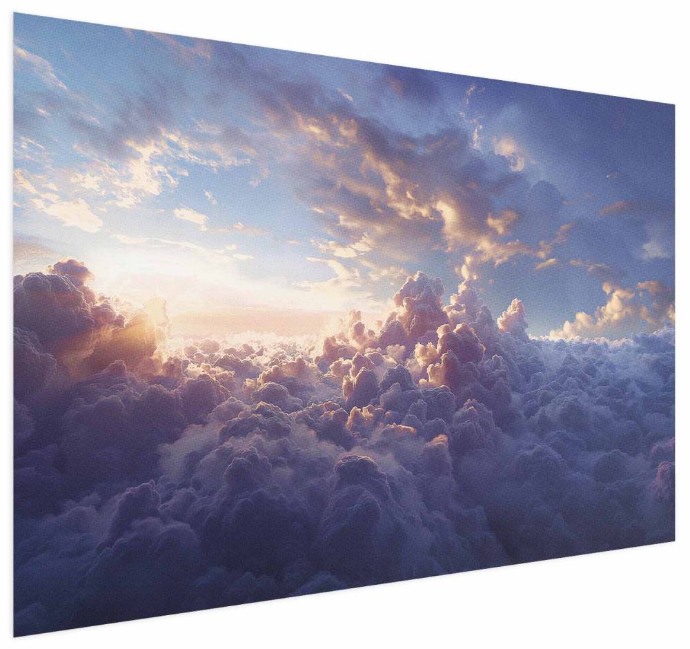 Poster - Sun in Hiding: The Golden Face of the Sky Over the Cloudy Sea
