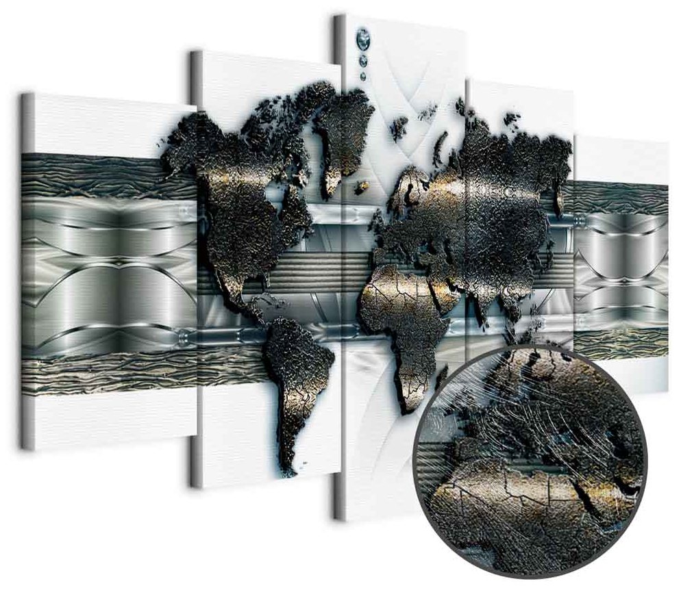 Leinwandbild - Metal World Map