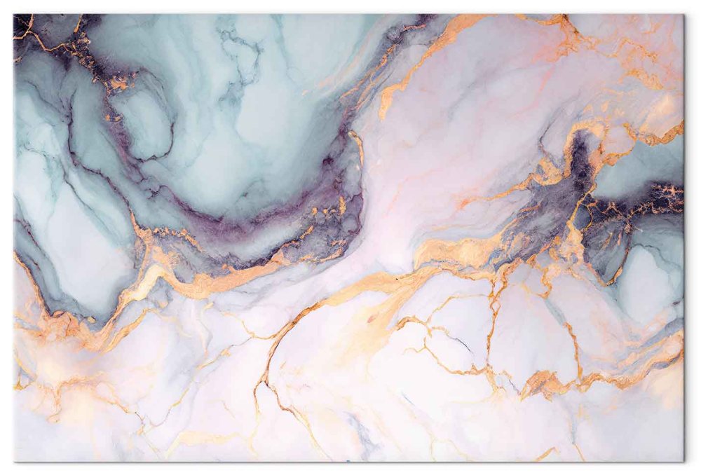 Leinwandbild - Pastel stones - pink and blue structures on a marble base