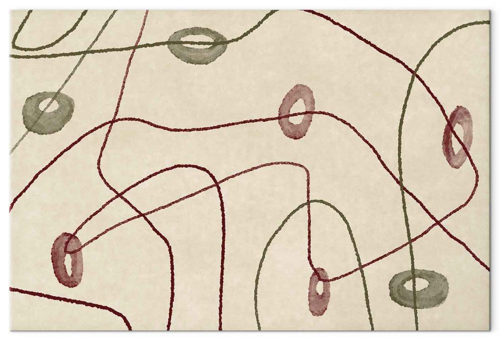 Leinwandbild - Lines and shapes – bead labyrinth on a pale washed background