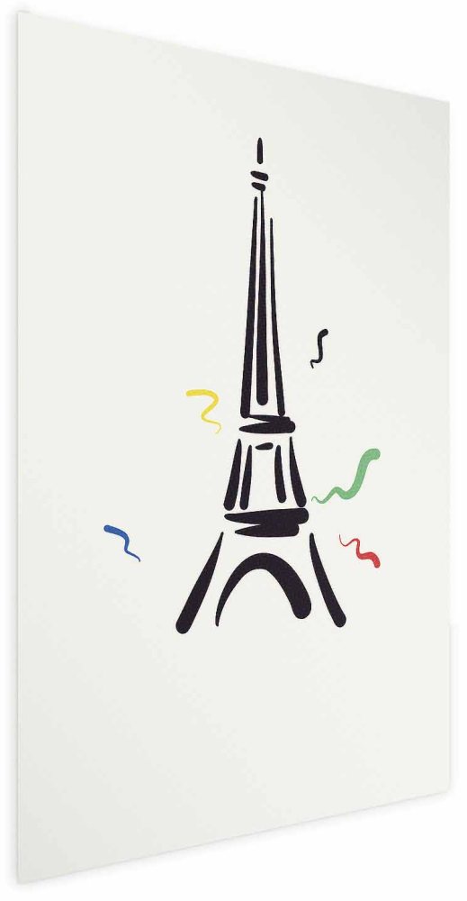 Poster - Black Illustration of the Eiffel Tower on a Light Background