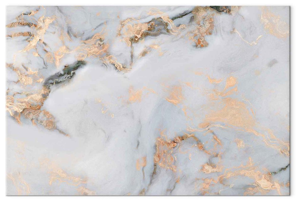 Leinwandbild - White stone – elegant marble with golden reflections