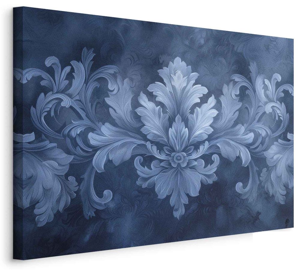 Leinwandbild - Ornament in Blue and Cool Colors Dark Blue Decoration