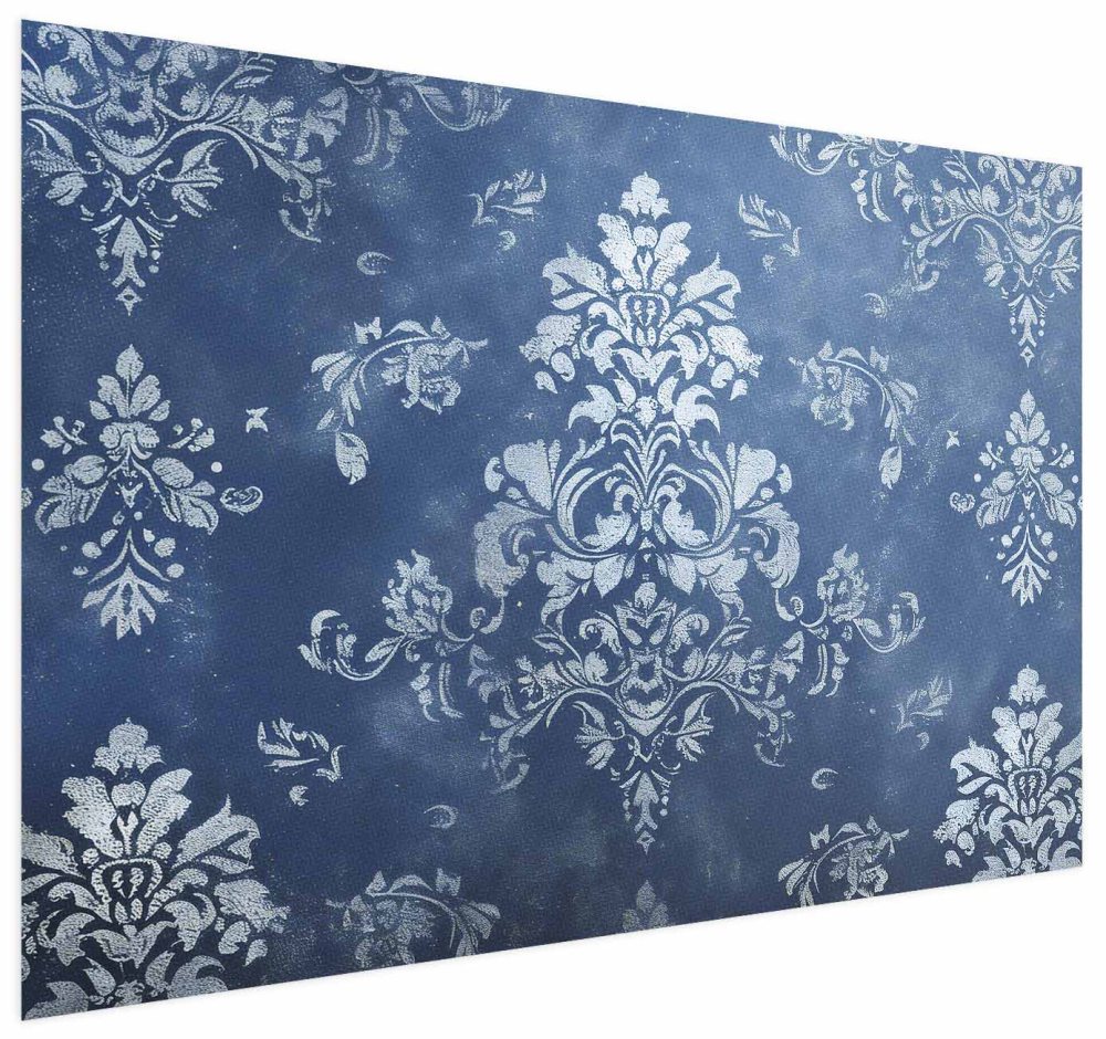 Poster - Retro Ornament in Worn Blues