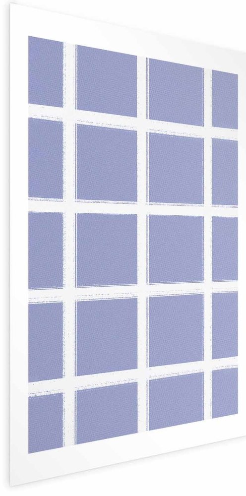 Poster - White Lines - a grid with large gaps on a blue background