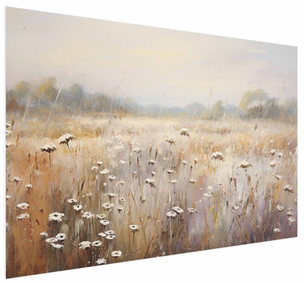 Poster - Impressionist meadow – field landscape in a pastel colour palette
