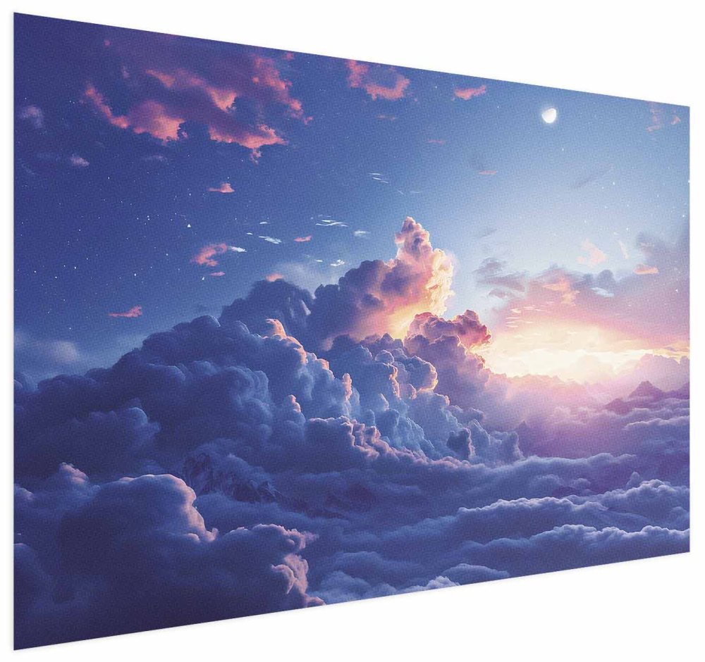 Poster - Night Concert in the Mountains: Clouds Illuminated by the Last Rays of the Sun