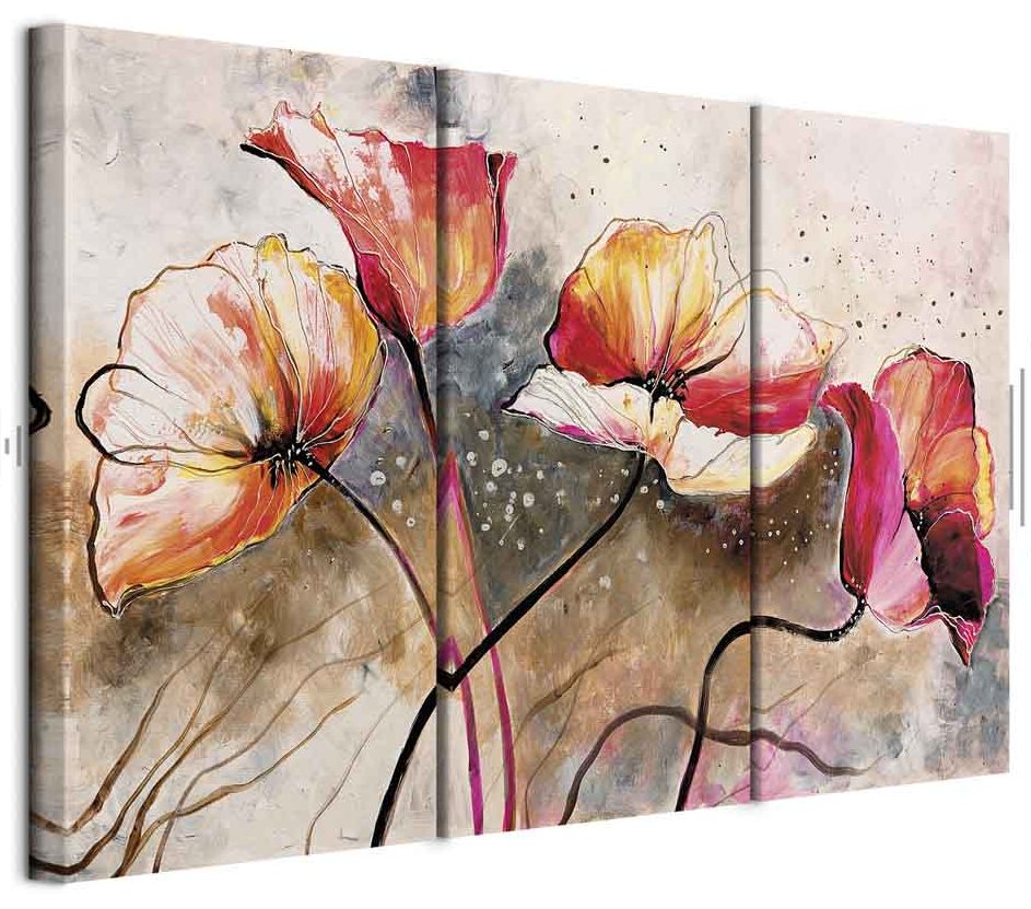 Leinwandbild - Poppies lashed by the wind