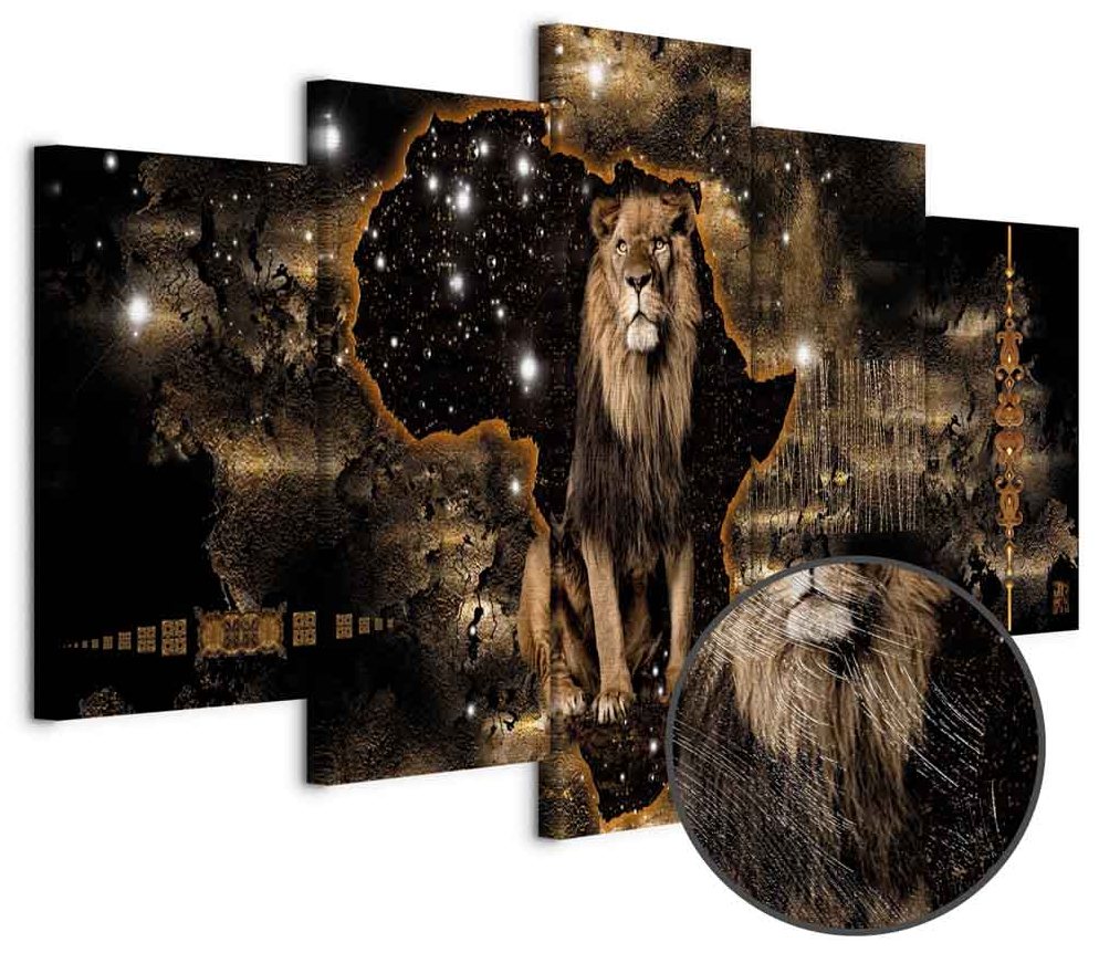 Leinwandbild - Golden Lion (5 Parts) Wide