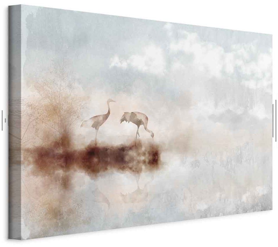 Leinwandbild - Cranes in the Morning (1 Part) Wide