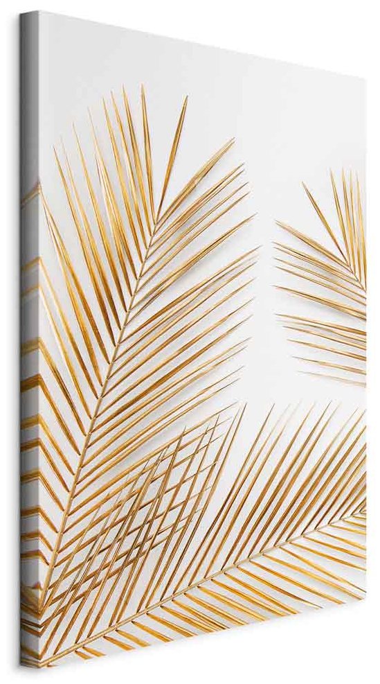 Leinwandbild - Golden Palm Leaves (1 Part) Vertical