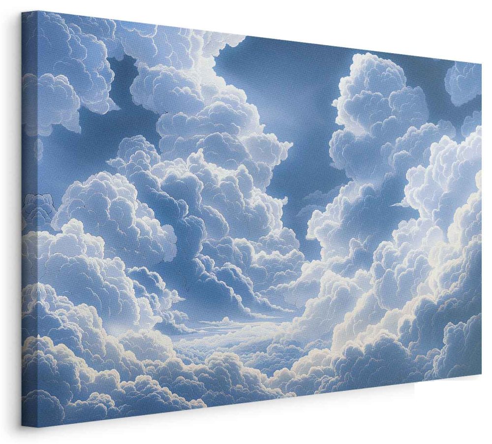 Leinwandbild - Blue Sky Breaking Through White Fluffy Clouds