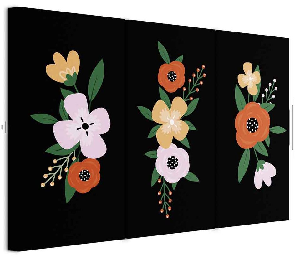 Leinwandbild - Colorful Bloom (3 Parts)