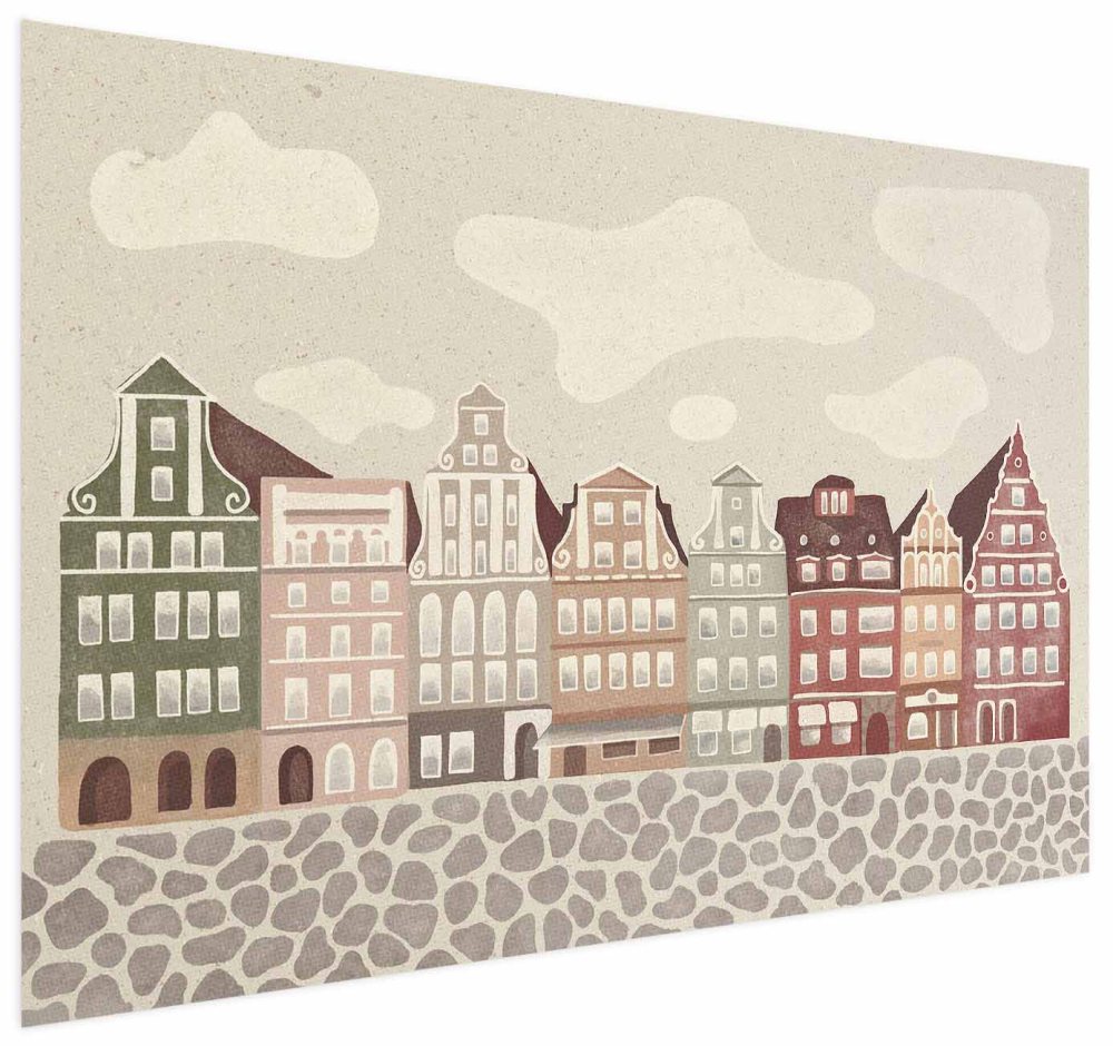 Poster - Colorful Facades - Historic Wrocław Tenement Houses Against the Sky and Cobblestone Street