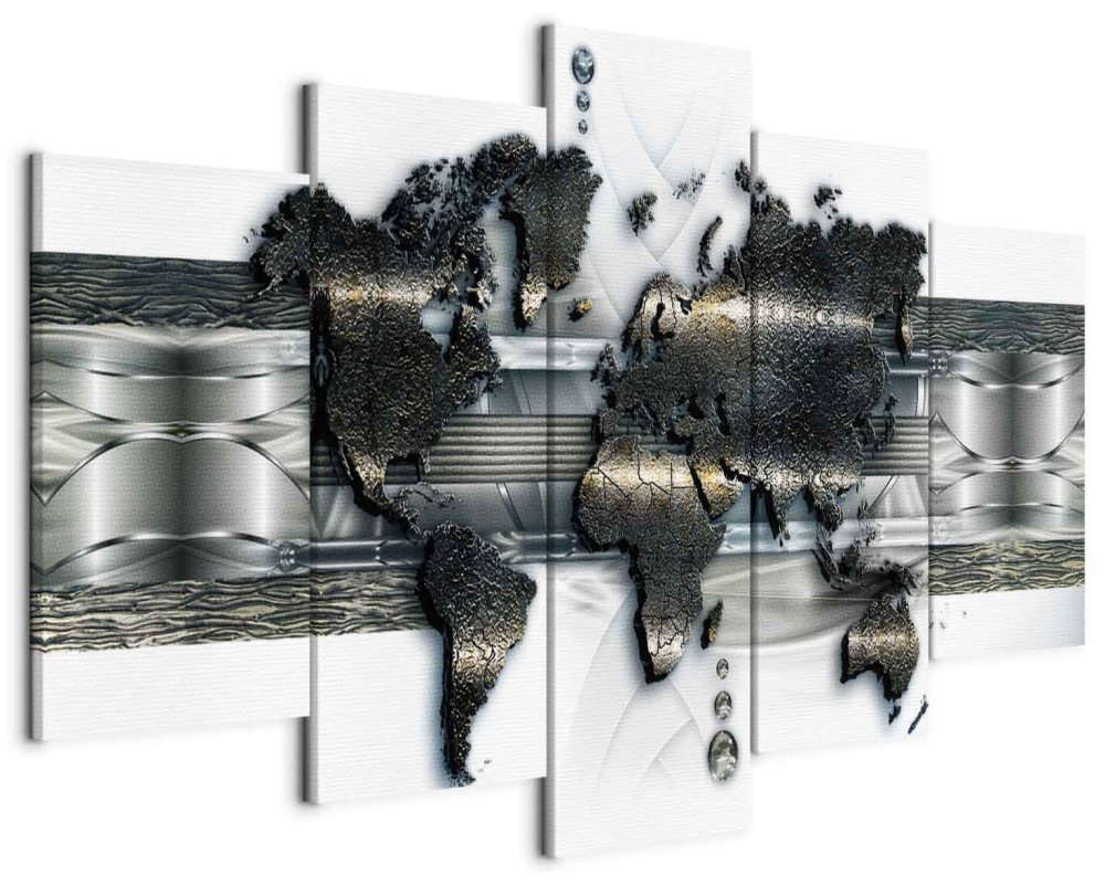 Leinwandbild - Metal World Map