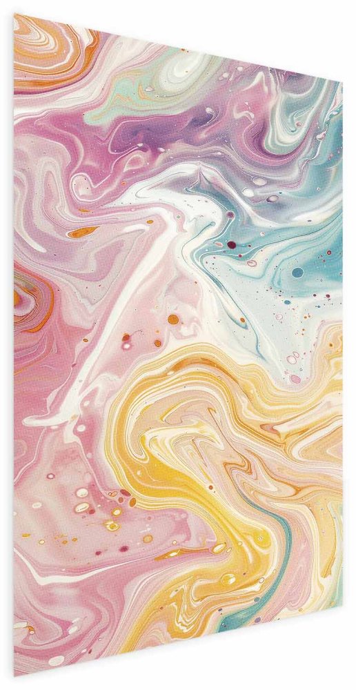 Poster - Colorful Chaos - dynamic shapes in shades of pink, yellow, and blue