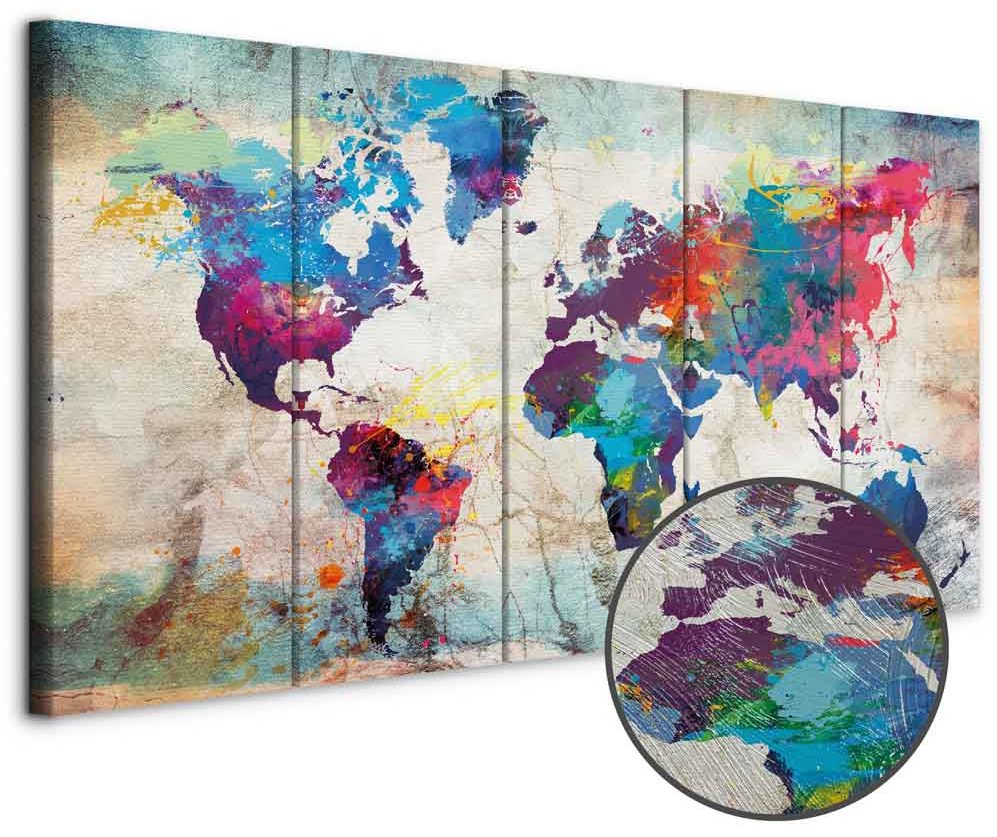 Leinwandbild - World Map: Cracked Wall