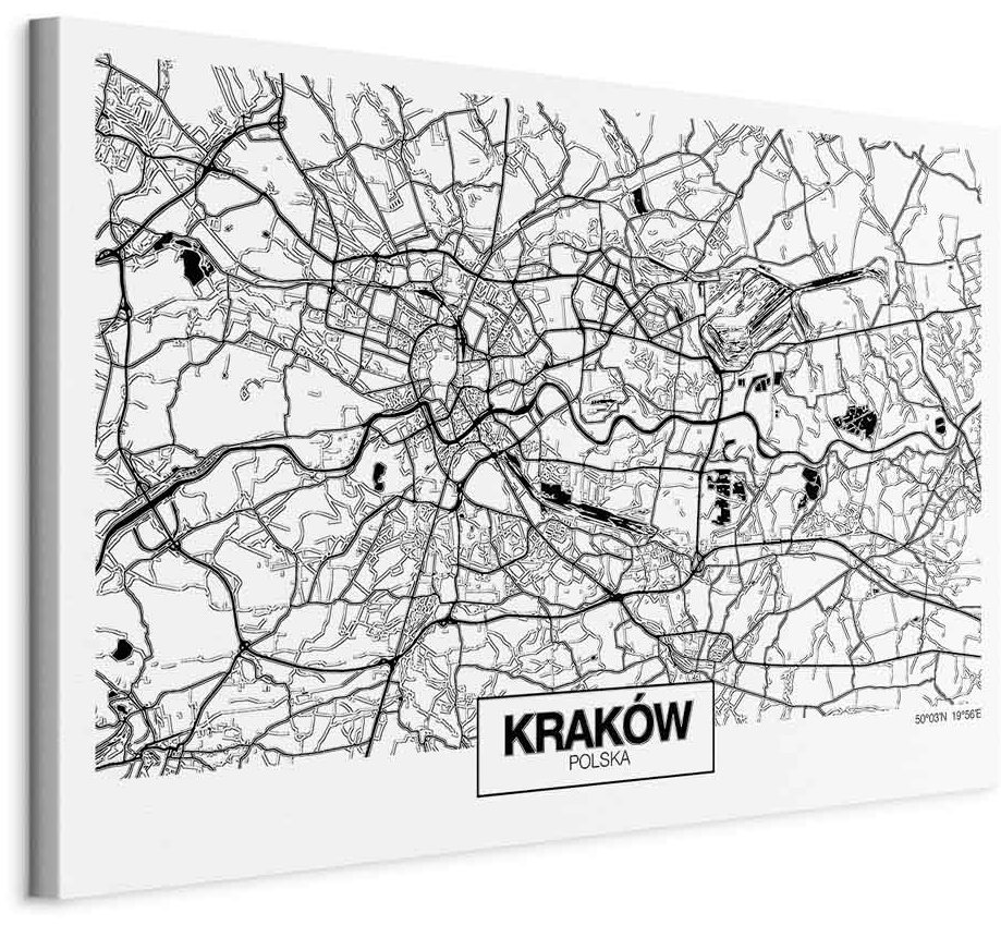 Leinwandbild - City Plan: Krakow (1 Part) Wide