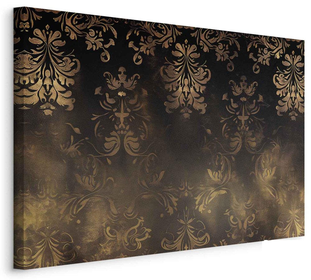 Leinwandbild - Baroque Ornaments in Patinated Gold and Browns: Retro Motif