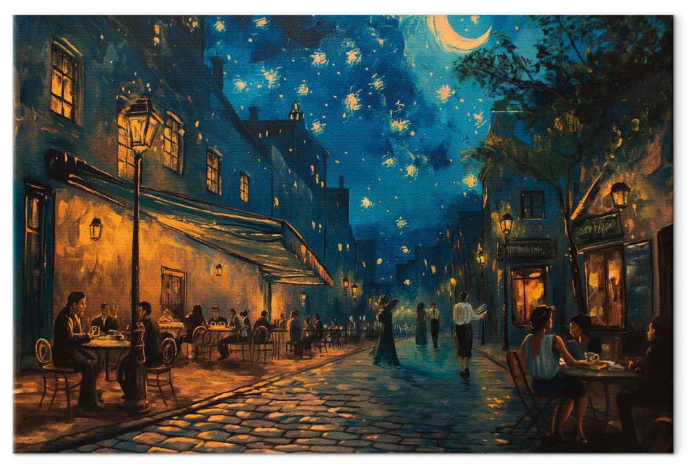 Leinwandbild - Paris street – a painting inspired by Vincent van Gogh's style