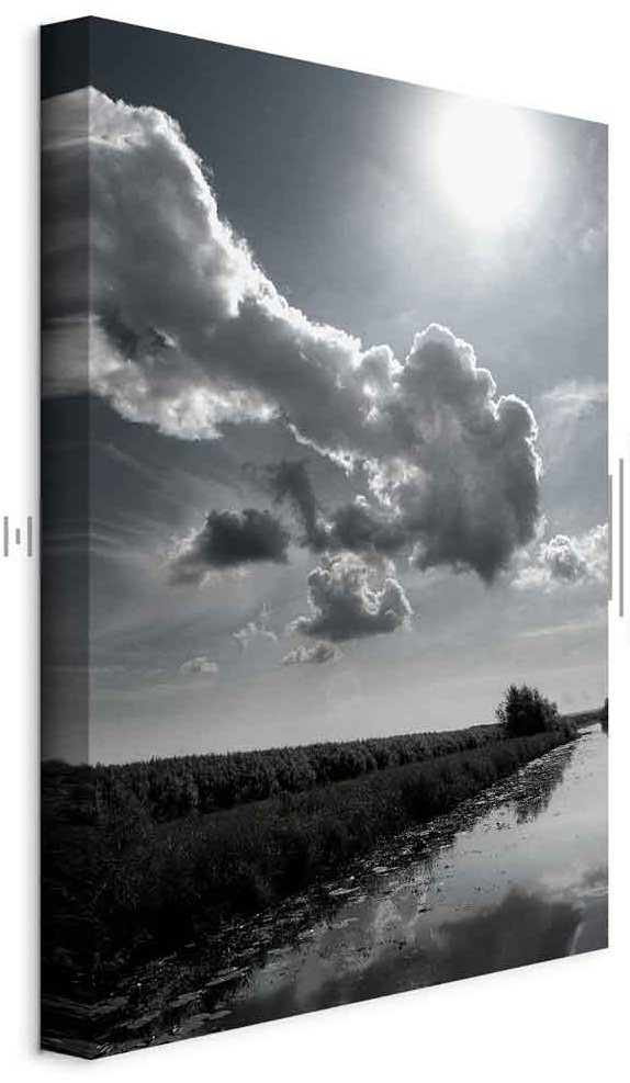 Leinwandbild - Sun Over Clouds (1-part) - Sky Reflection in Water Field