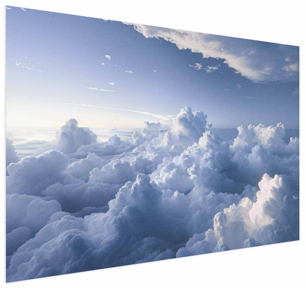 Poster - Aerial Landscapes: Sunbeams Illuminating Puffy Cloud Formations