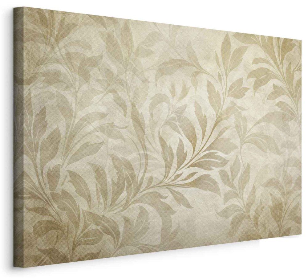 Leinwandbild - Botanical Motif with Leaves and Vines in Sand Colors
