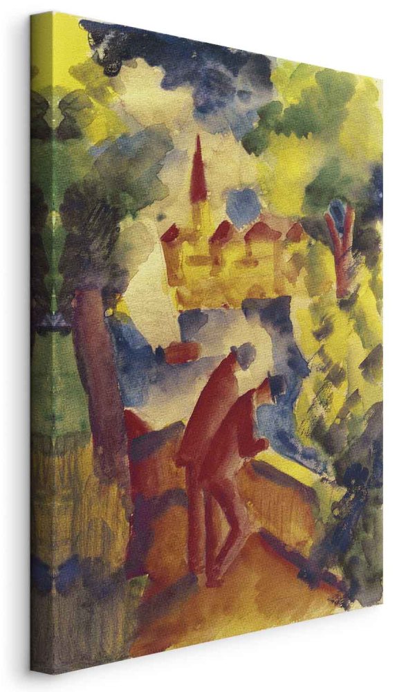 Leinwandbild - August Macke – Men on the Road by the Lake