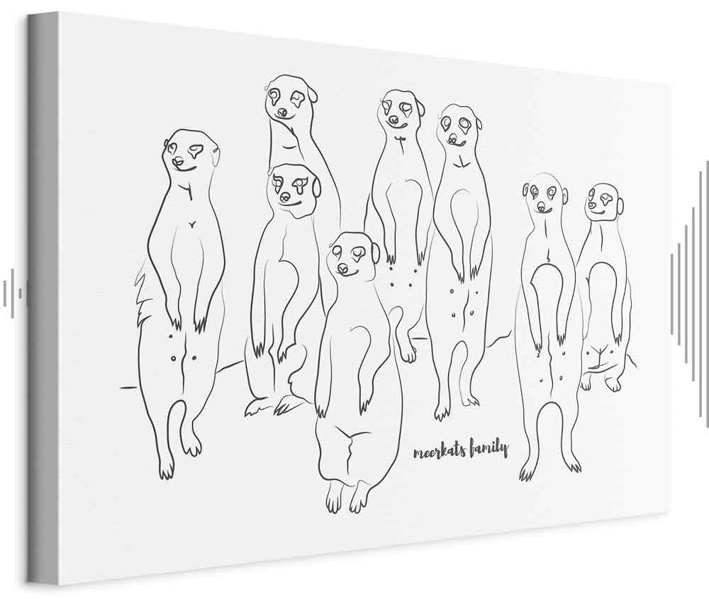 Leinwandbild - Animal Patrol (1-part) - Meerkats on Black and White Background