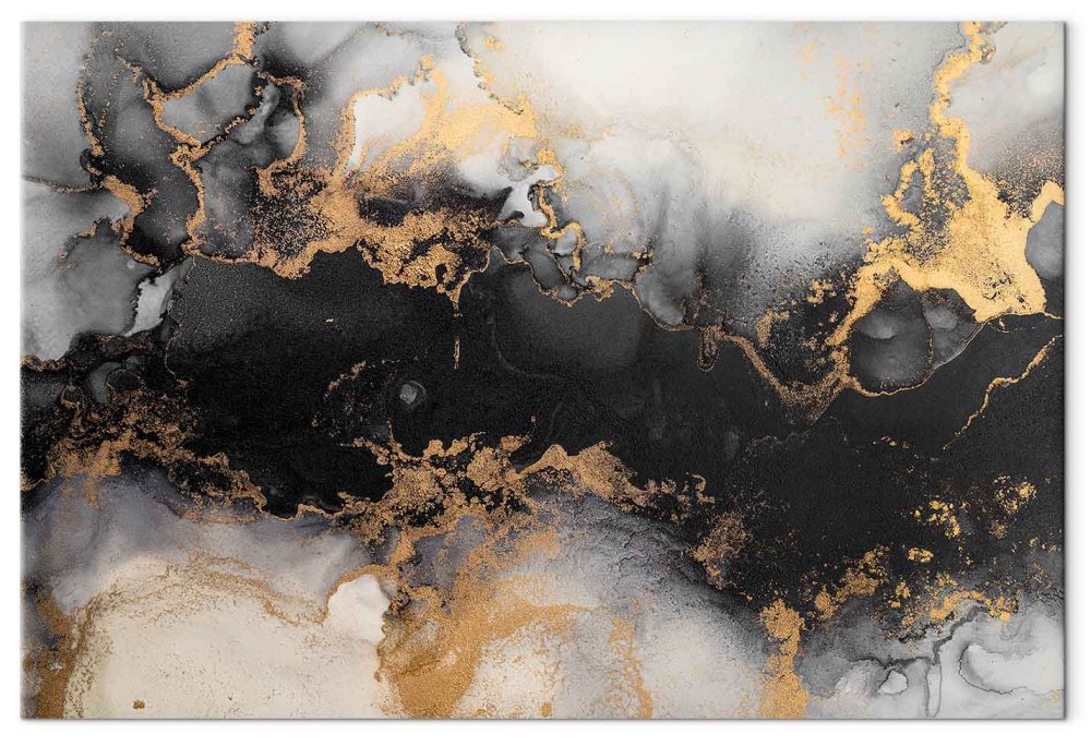 Leinwandbild - Golden explosions – abstract pattern inspired by marble