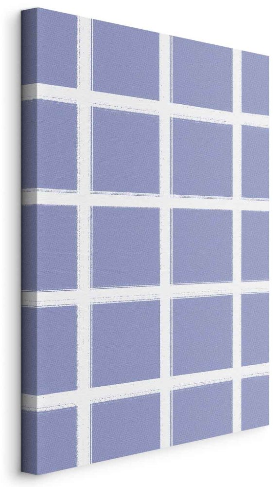 Leinwandbild - Lines and Symmetry - Expressive White Grid on a Blue Background