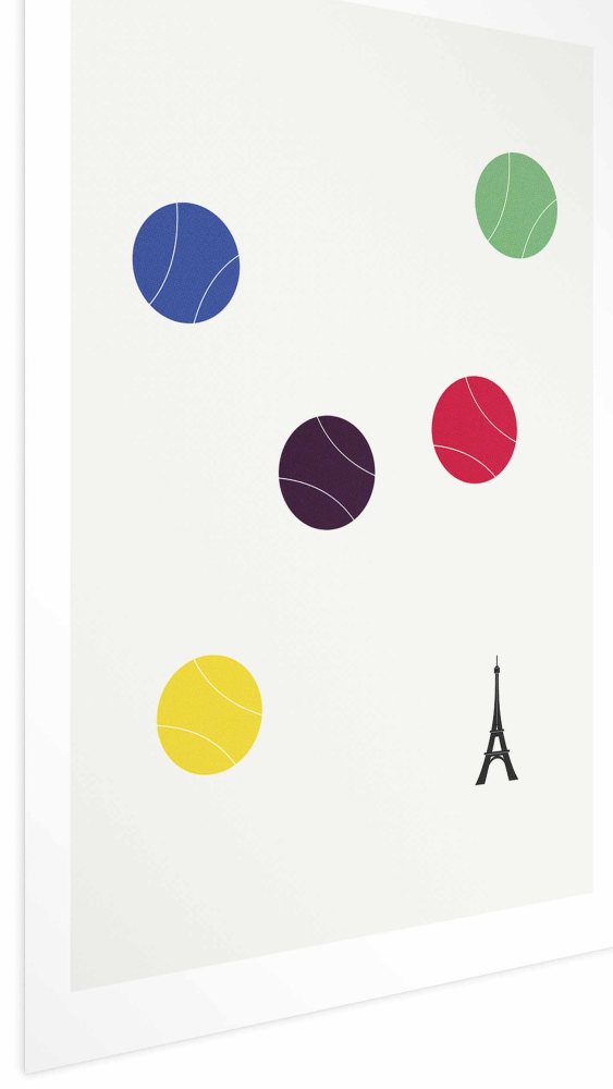 Poster - Eiffel Tower and Colorful Tennis Balls