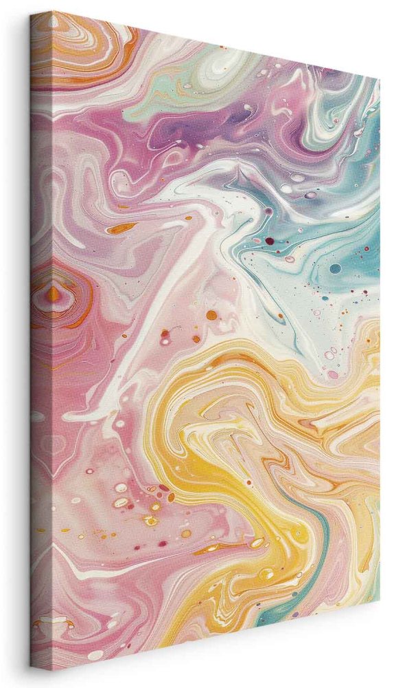 Leinwandbild - Colorful Chaos - Dynamic Shapes in Shades of Pink Yellow and Blue