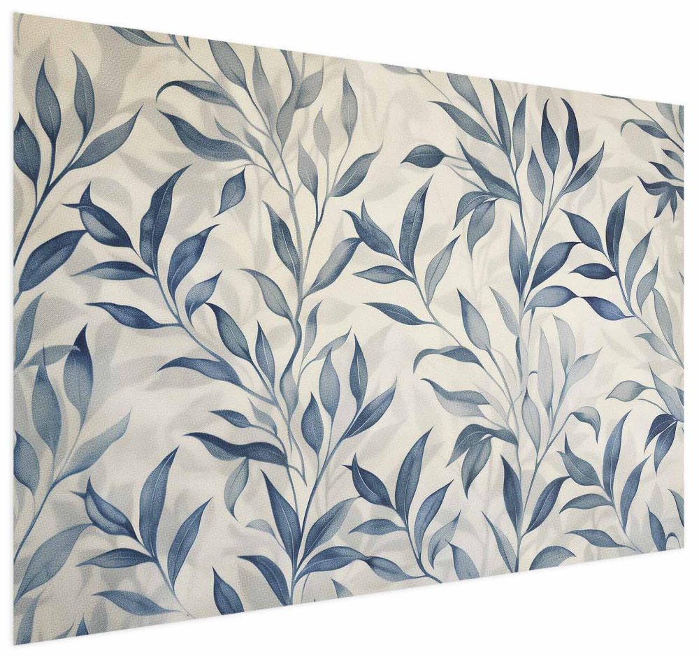 Poster - Delicate Botanical Motif with Blue Leaves