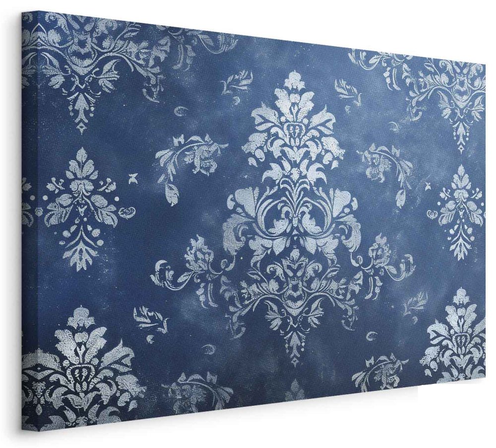 Leinwandbild - Retro Ornament Decorative Motif in Worn Blues