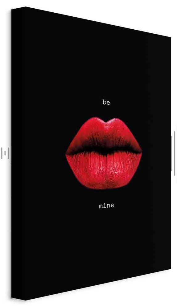 Leinwandbild - Red Lips (1-part) - Black Background with English Text