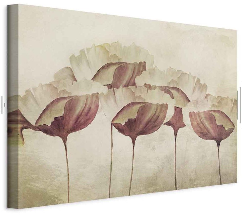 Leinwandbild - Flowers in Beige (1 Part) Wide