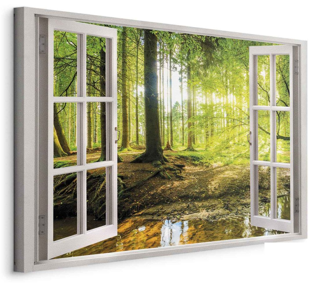 Leinwandbild - Window: View on Forest