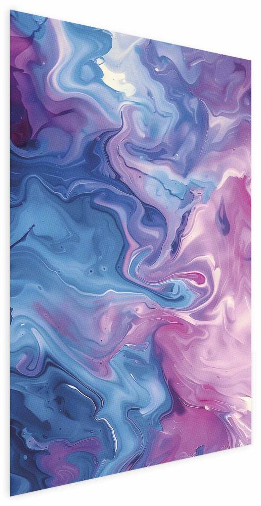 Poster - Night Flows - abstract waves in shades of blue and purple