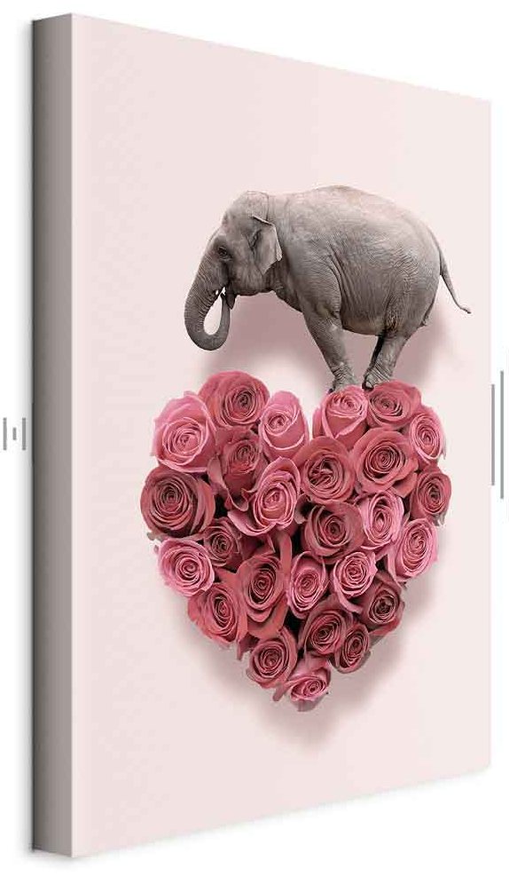 Leinwandbild - Elephant Lover (1-part) - Elephant Amid Pink Flowers