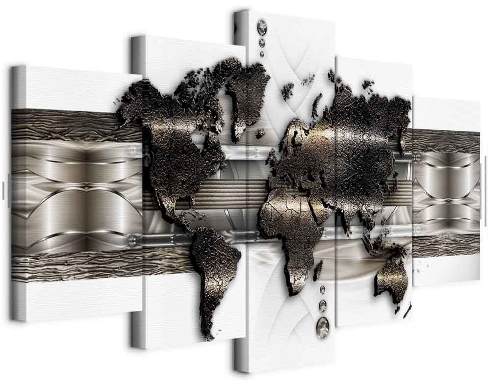Leinwandbild - Metal World Map II