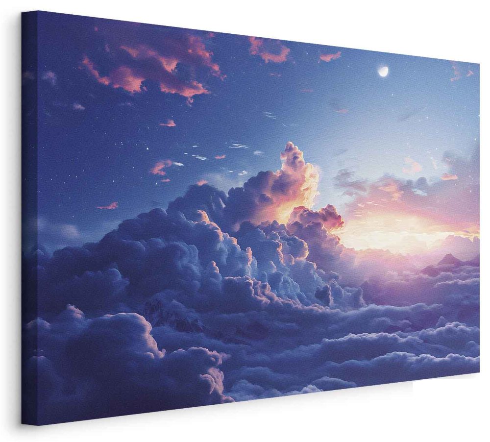 Leinwandbild - Night Concert in the Mountains: Clouds Illuminated by the Last Rays of the Sun