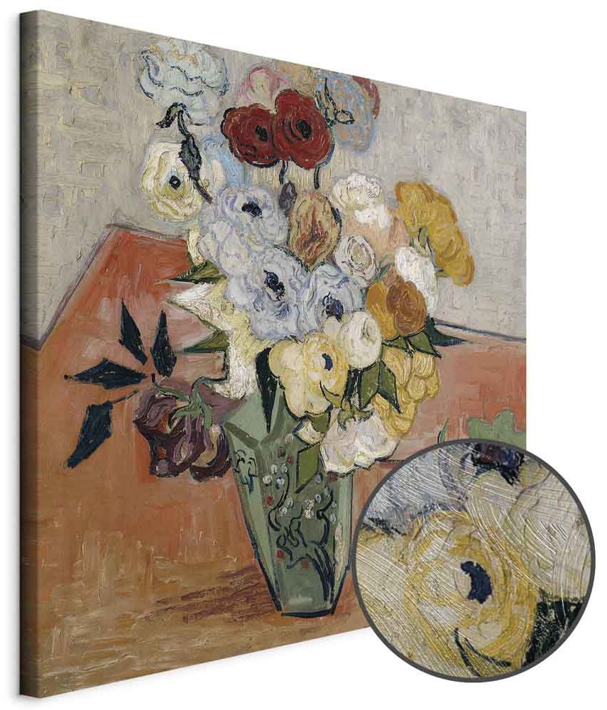Leinwandbild - Vincent Van Gogh – Stilllife with Japanese vase, roses and anemones