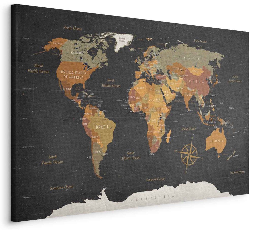 Leinwandbild - World Map: Secrets of the Earth